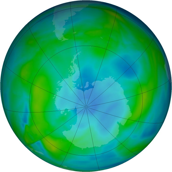 Antarctic ozone map for 04 June 2007